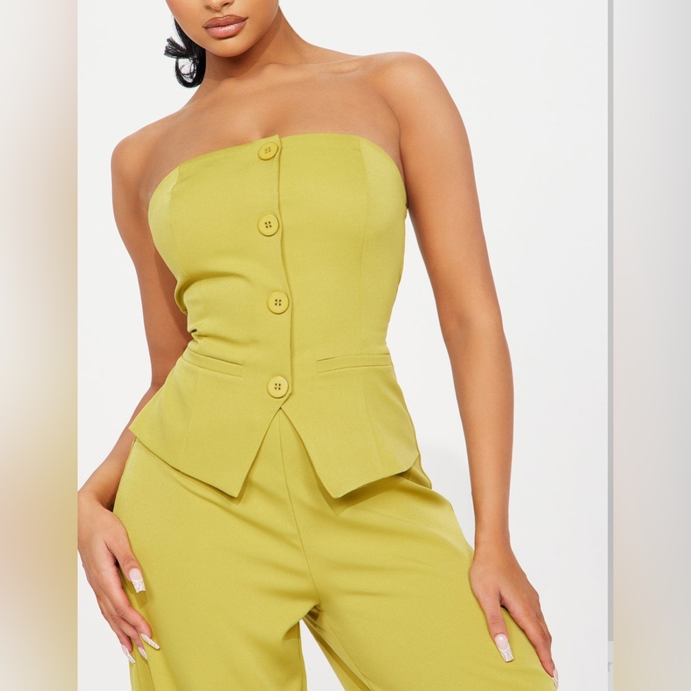 Bandeau chartreuse jumpsuit XS NWT - Picture 3 of 6